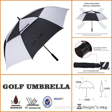 Golf Size Houndstooth Umbrella High Quality Foam Handle Push to Open Style